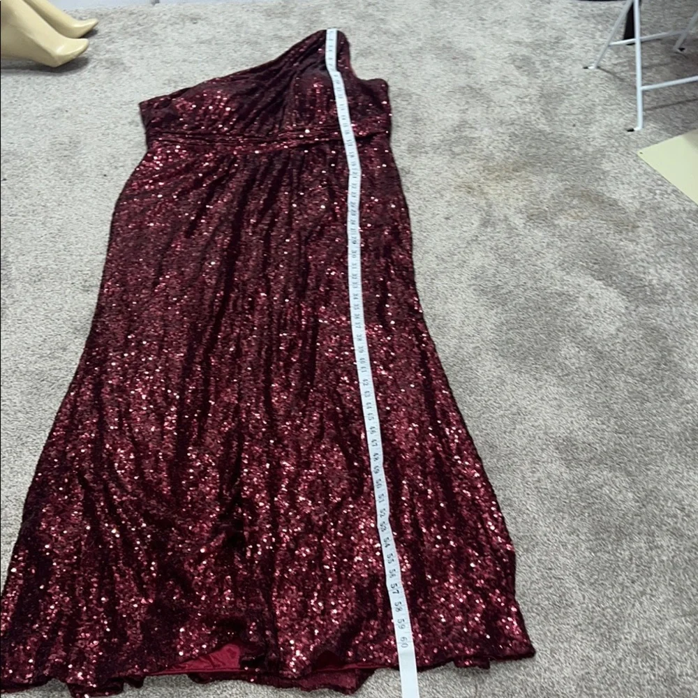 Revelry Red long deep evening dress One Shoulder SequiGown for Weddings zs 22 - Picture 11 of 16